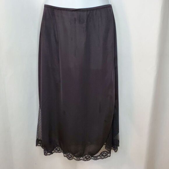 Vintage Kayser Nylon Half Slip Black Sexy Side Lace Panels S Tall - Picture 1 of 4